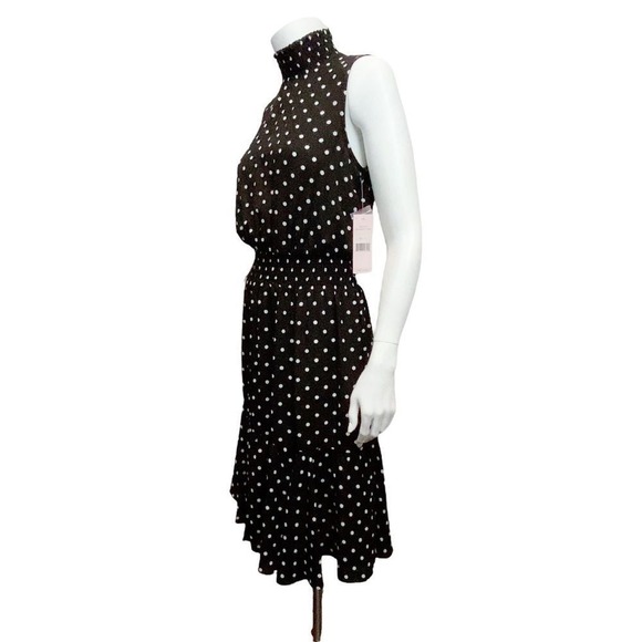 NANETTE Lepore Women's Sz 4 Polka Dot Black White Sleeveless Ruffle Hem Dress - Picture 8 of 10